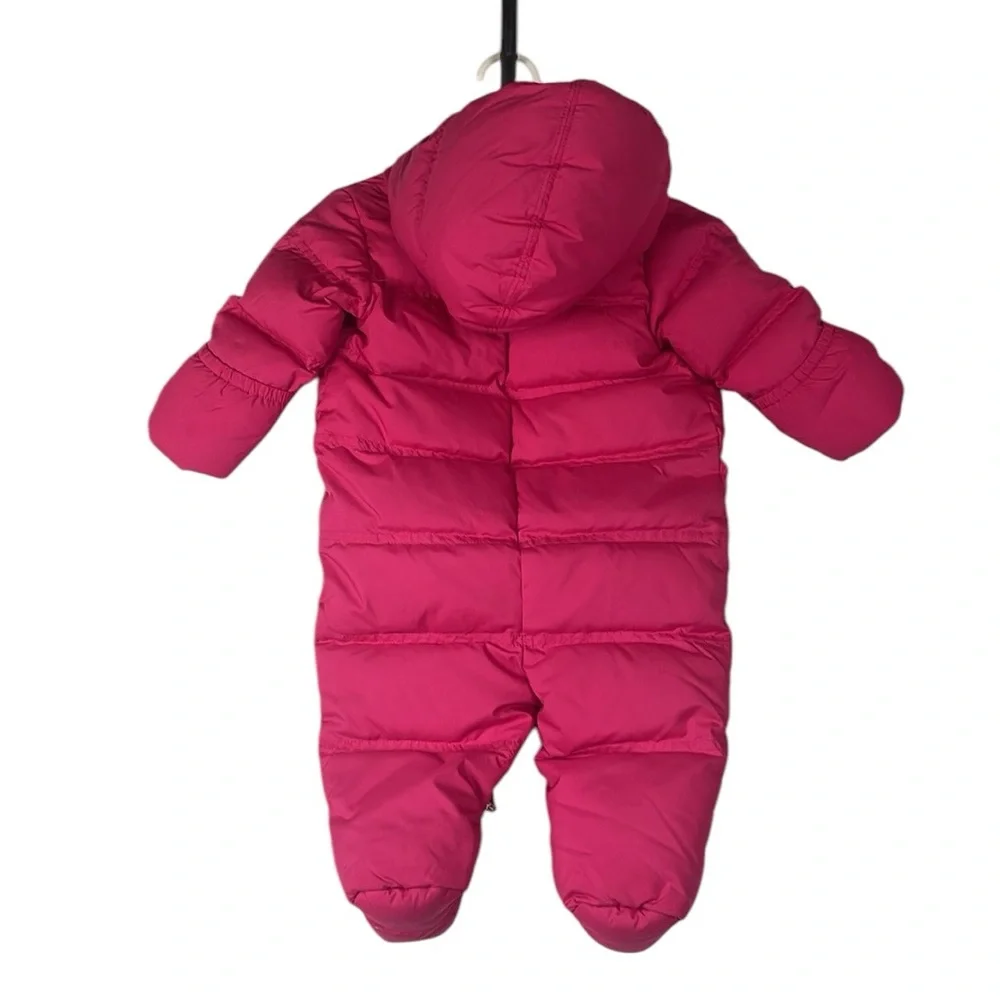 Ralph Lauren faux fur lined hood pink 6m down feather baby bunting